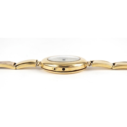 2355 - Ladies 18ct gold wristwatch with unmarked gold strap (tests as 18ct), 27.0g