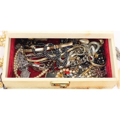 2400 - Costume jewellery including a 9ct gold ring, silver earrings and rings, wristwatches and a pearl nec... 