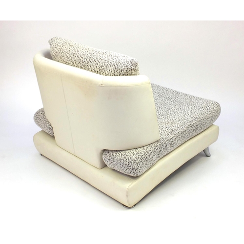 2042 - Vintage lounger with cream flecked upholstery, 75cm high x 95cm wide x 95cm deep