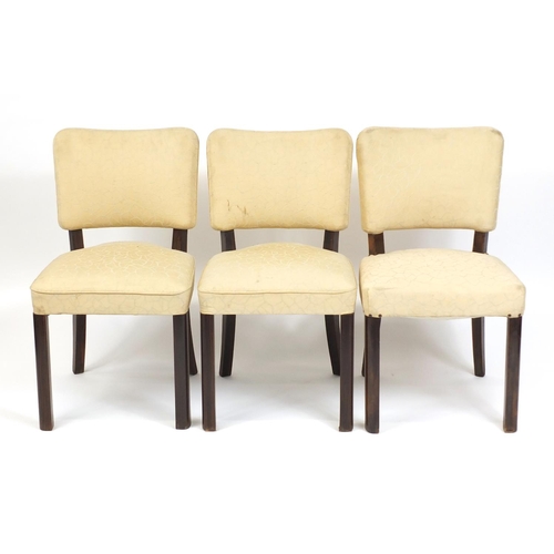 2058 - Set of six Art Deco Macassar ebony dining chairs with cream upholstery