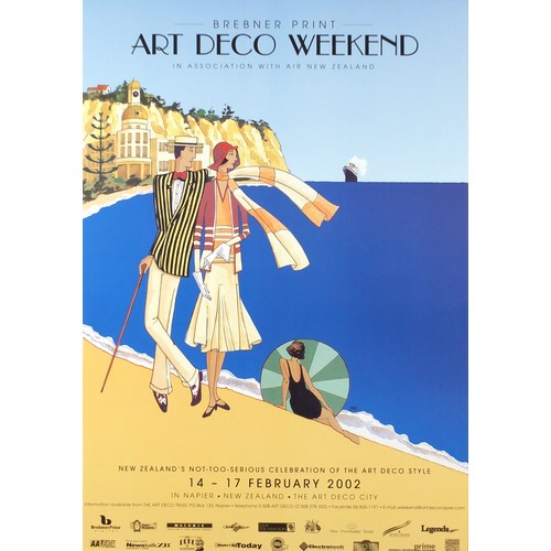 2100 - Pair of Brebner prints, Art Deco Weekend and Art Deco Weekend Napier, framed, each 59cm x 41cm