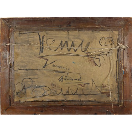 2024 - Manner of Antoine Bouvard - Venetian canal, oil onto board, mounted and framed, 59.5cm x 39.5cm