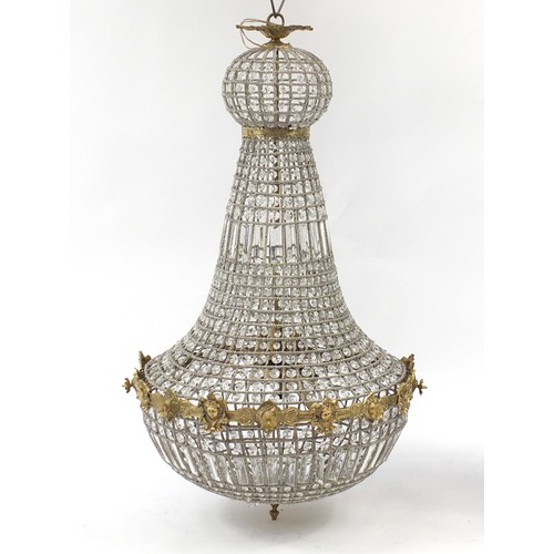 2070 - Ornate gilt metal and glass chandelier, 110cm high