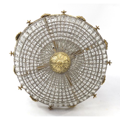 2070 - Ornate gilt metal and glass chandelier, 110cm high