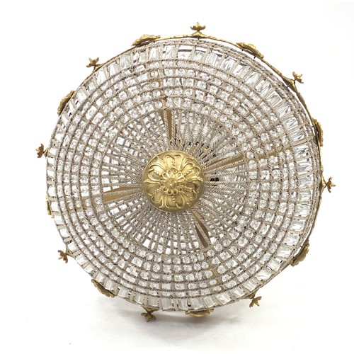2069 - Ornate gilt metal and glass chandelier, 110cm high