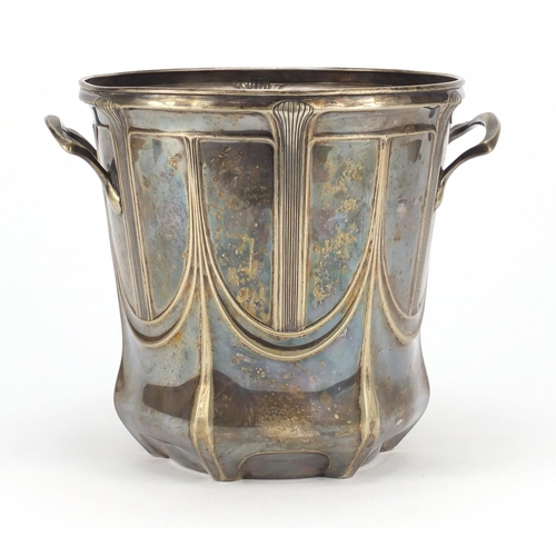 587 - Art Nouveau silver painted ice bucket with twin handles, impression marks and numbered 5030 to the b... 