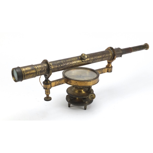 69 - Early Victorian brass surveying instrument with silvered compass by Worthington & Allan of London 57... 