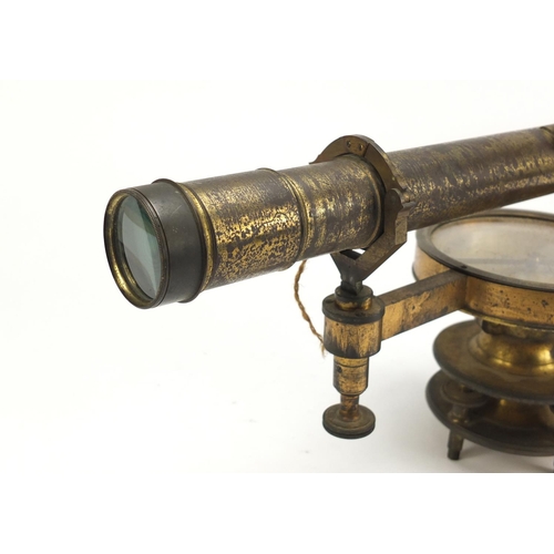 69 - Early Victorian brass surveying instrument with silvered compass by Worthington & Allan of London 57... 