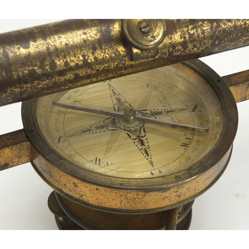 69 - Early Victorian brass surveying instrument with silvered compass by Worthington & Allan of London 57... 