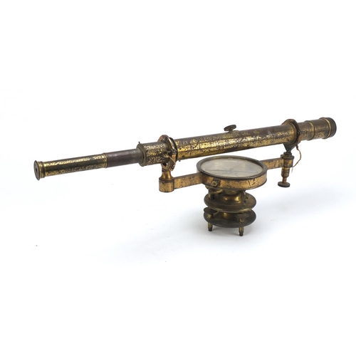 69 - Early Victorian brass surveying instrument with silvered compass by Worthington & Allan of London 57... 