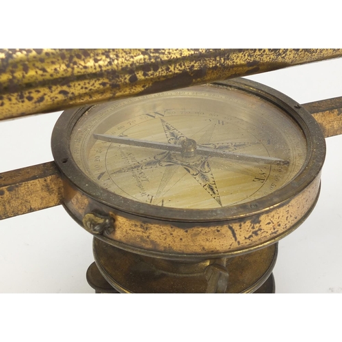 69 - Early Victorian brass surveying instrument with silvered compass by Worthington & Allan of London 57... 