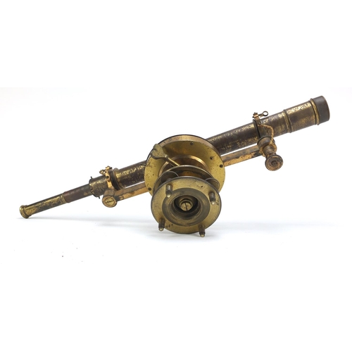 69 - Early Victorian brass surveying instrument with silvered compass by Worthington & Allan of London 57... 