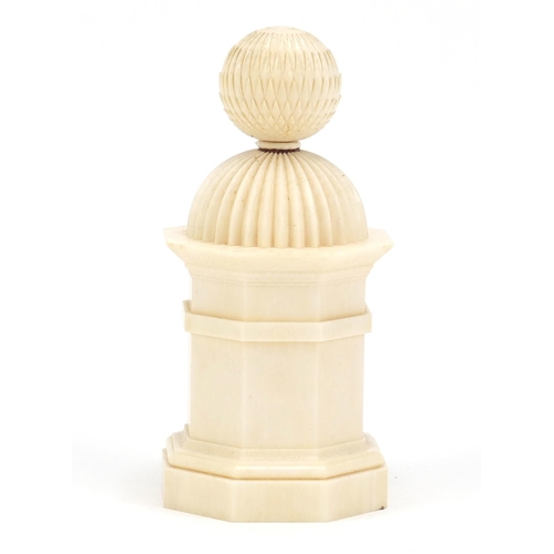 131 - 19th century carved ivory pot and cover, 10.5cm high