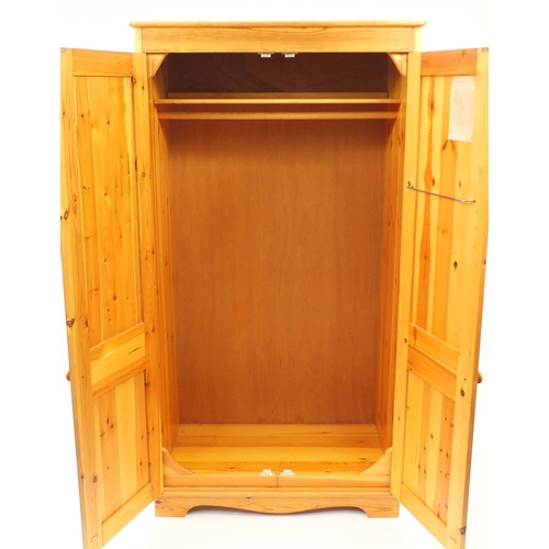 58 - Pine two door wardrobe, 182cm H x 98cm W x 59cm D