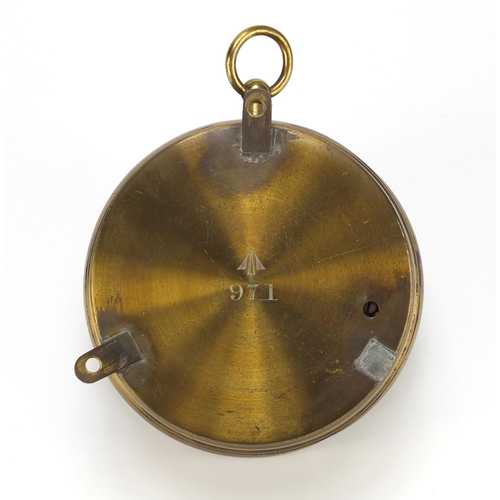 99 - Military interest brass cased compensated barometer by Negretti & Zambra of London with engraved cro... 