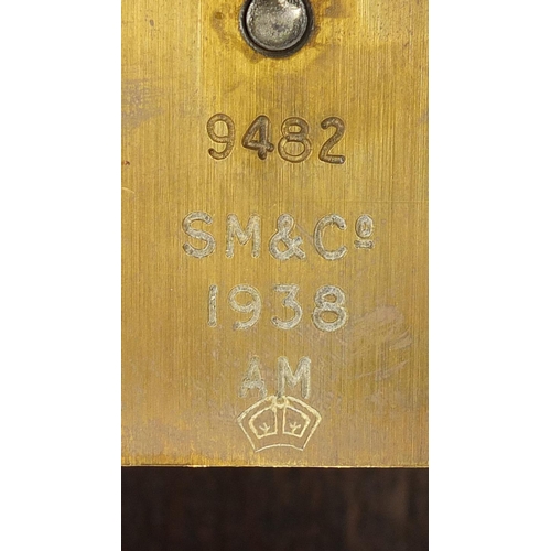 87 - British military World War II RAF Officer's mess clock housed in an oak case, the movement stamped S... 