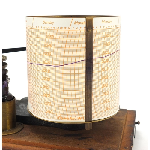 58 - Victorian barograph housed in a glazed mahogany case, the case numbered 598, 19cm H x 28cm W x 13.5c... 