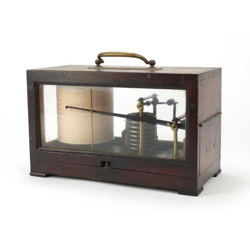 58 - Victorian barograph housed in a glazed mahogany case, the case numbered 598, 19cm H x 28cm W x 13.5c... 