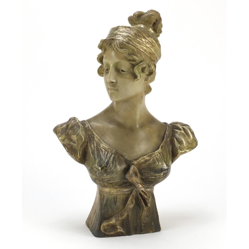 606 - Goldscheider terracotta bust of a young female, signed to the reverse, number 2892 14 36 to the base... 