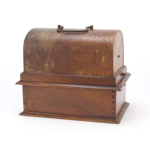 90 - Pathe Coquet walnut cased phonograph, 26.5cm wide