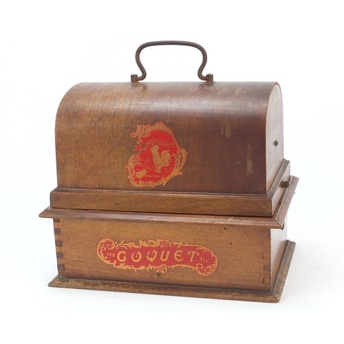 90 - Pathe Coquet walnut cased phonograph, 26.5cm wide