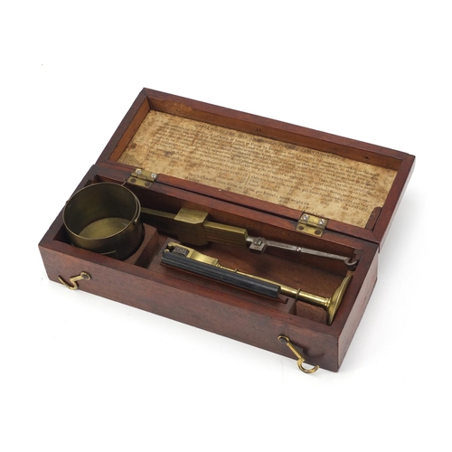 70 - 19th century pocket chondrometer by W Smart of Lewes, housed in a fitted mahogany case, 21.5cm wide