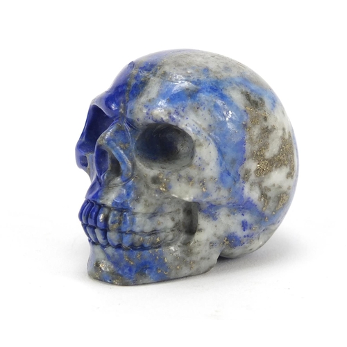 2498 - Chinese carved lapis lazuli skull, 4.5cm in length