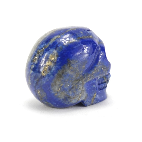 2498 - Chinese carved lapis lazuli skull, 4.5cm in length