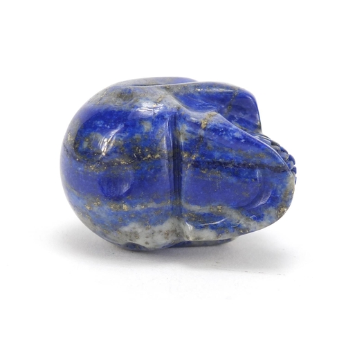 2498 - Chinese carved lapis lazuli skull, 4.5cm in length