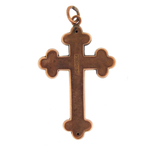 2580 - Victorian 9ct gold cross pendant, 3.5cm in length, 1.2g