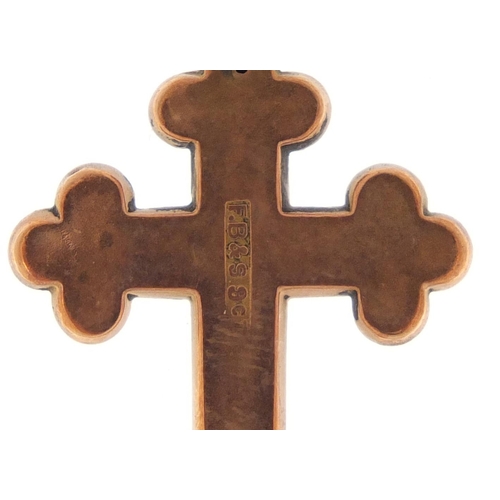 2580 - Victorian 9ct gold cross pendant, 3.5cm in length, 1.2g