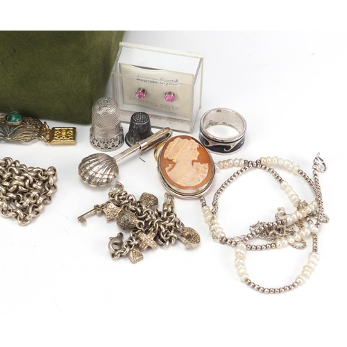 2629 - Mostly silver jewellery including rings, napkin clip, pendants, necklaces and earrings, some set wit... 