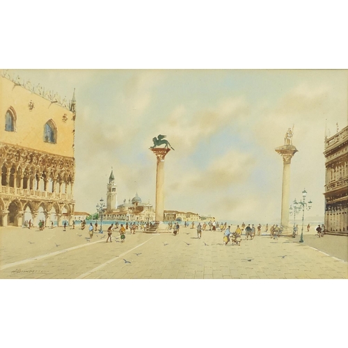 941 - Andrea Biondetti - St. Mark's Square, Venice watercolour, mounted and framed, 31.5cm x 19cm