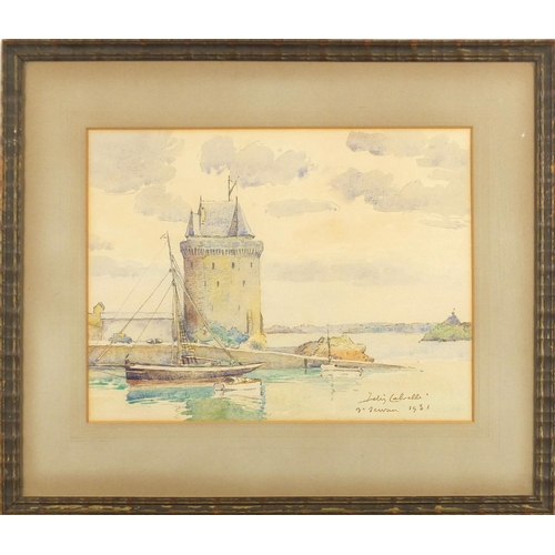 970 - St. Malo and St. Servan Tour Solidor, pair of continental  watercolours each bearing an indistinct s... 