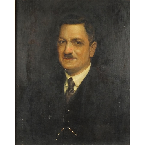 955 - Kyril Vassilev - Bulgarian business man, oil on canvas laid on board, inscribed label verso, 63cm x ... 