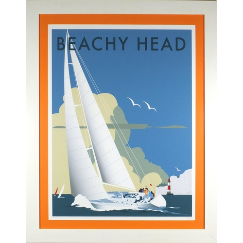 2087 - Beachy Head, contemporary Pop art style pencil signed print bearing an indistinct signature, mounted... 