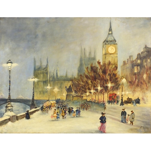 68 - London Embankment, oil on canvas, framed, 65cm x 50cm