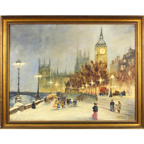 68 - London Embankment, oil on canvas, framed, 65cm x 50cm