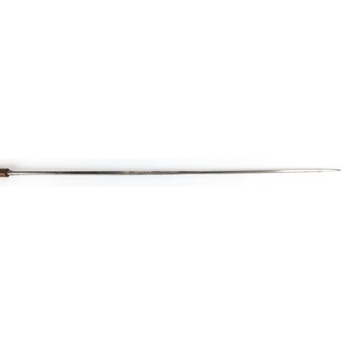 91 - 19th century bamboo sword stick with steel blade, 87cm in length