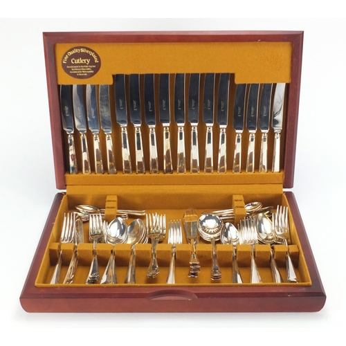 2079 - Eight place mahogany canteen of Sheffield silver plated cutlery, 47cm wide