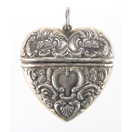 2494 - Sterling silver love heart trinket pendant, impressed 925 import marks, 3.5cm in length, approximate... 