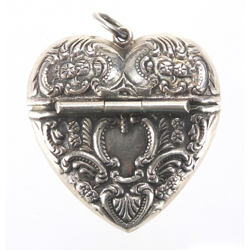 2494 - Sterling silver love heart trinket pendant, impressed 925 import marks, 3.5cm in length, approximate... 