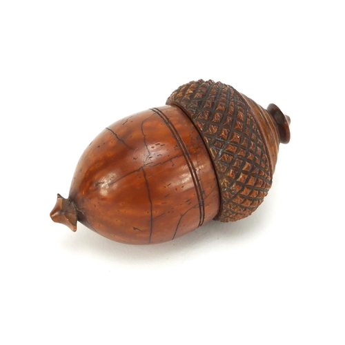 127 - Early 19th century Treen nutmeg grater in the form of an acorn, 8cm high