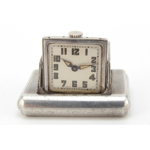 812A - Art Deco silver Tavannes travel watch, 4.5cm wide, 59.4g