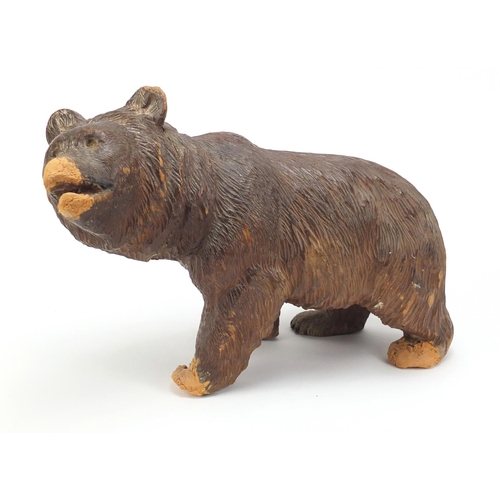 109 - Large Black Forest carved wood bear, 40cm in length