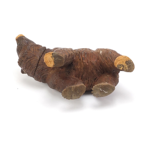 109 - Large Black Forest carved wood bear, 40cm in length