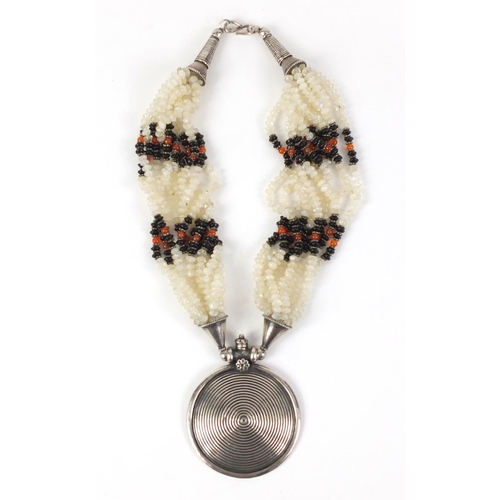 775 - Navajo silver and moonstone necklace, 40cm in length 174.0g