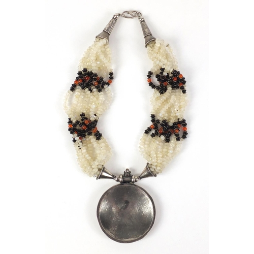 775 - Navajo silver and moonstone necklace, 40cm in length 174.0g