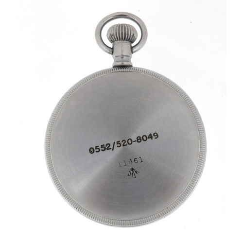 816 - Gentleman's British military issue waltham pocket watch engraved 0552/520-8049, 50mm in diameter