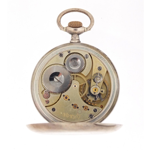 817 - Gentleman's silver Omega open face pocket watch with subsidiary dial, the movement numbered 4066997,... 